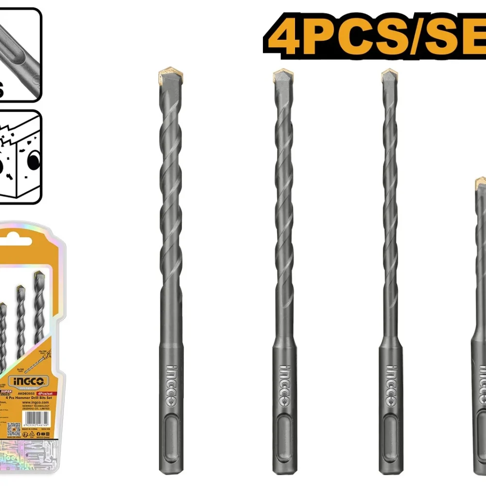 Set de burghiuri pentru beton SDS-plus 4buc INGCO AKDB2055