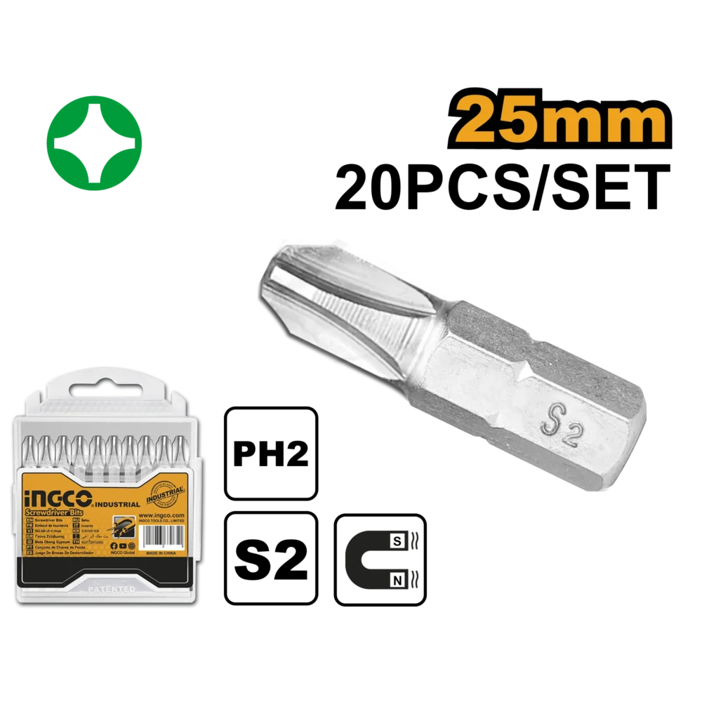 Set de biți PH2 20 buc INGCO SDB11PH213