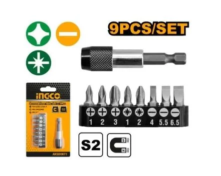 Set biti cu adaptor 9 buc INGCO AKSD0071