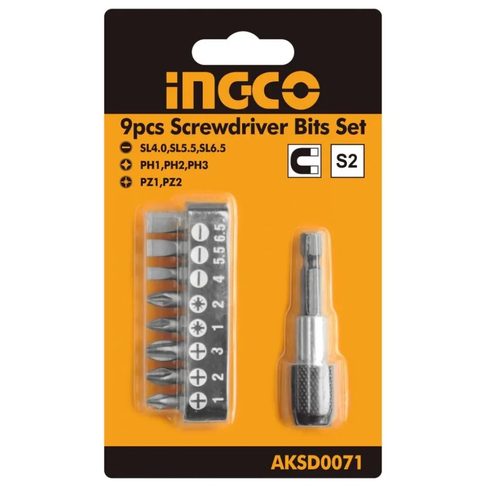 Set biti cu adaptor 9 buc INGCO AKSD0071