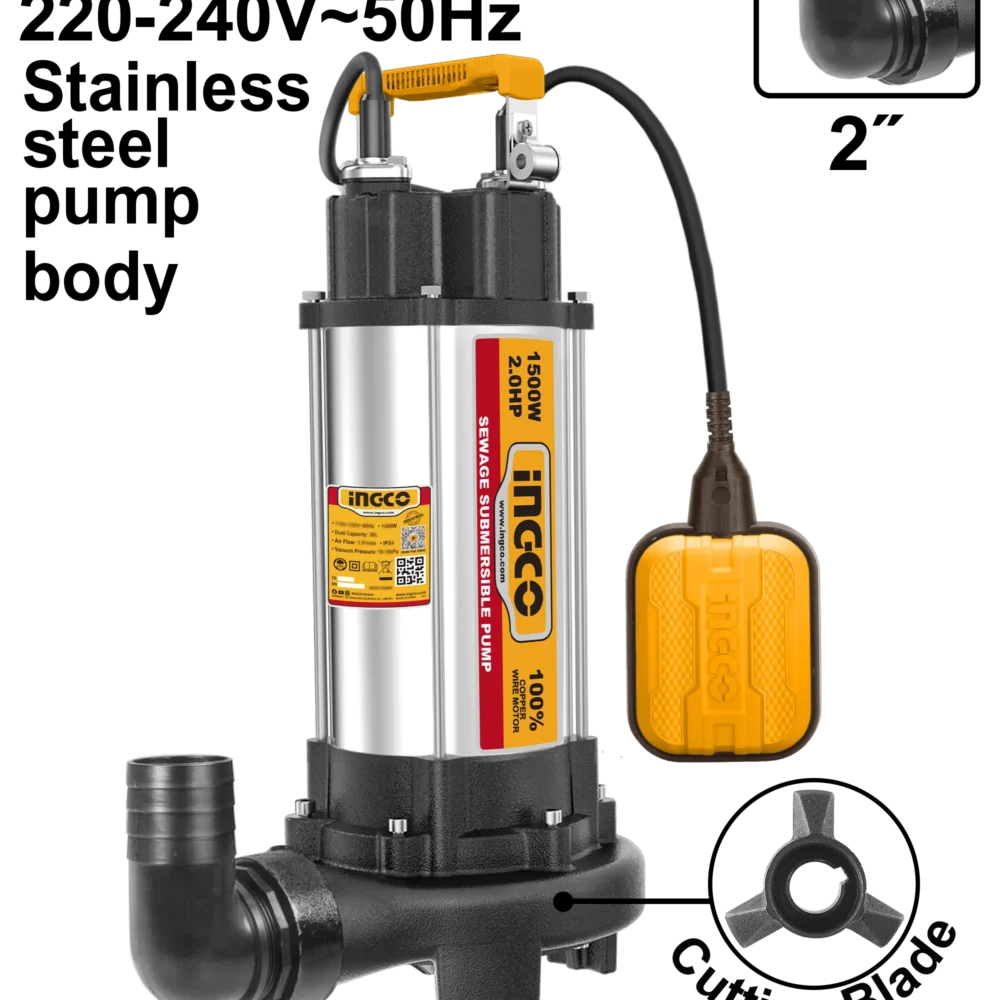 Pompă de drenaj cu tocator 1500W INGCO INDUSTRIAL SPDB15008