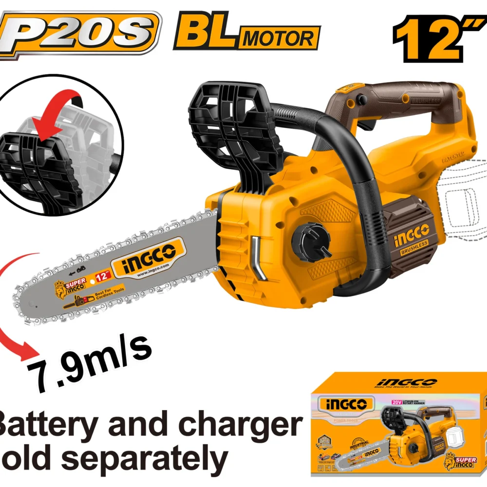 Fierăstrău electric cu lanț Brushless compatibil cu acumulator 900W 20V INGCO CGSLI20128