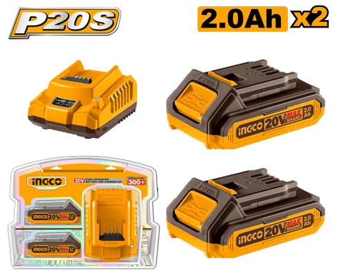Set Incarcator + Acumulator 20V/2*2Ah INDUSTRIAL  FBCPK1222  INGCO