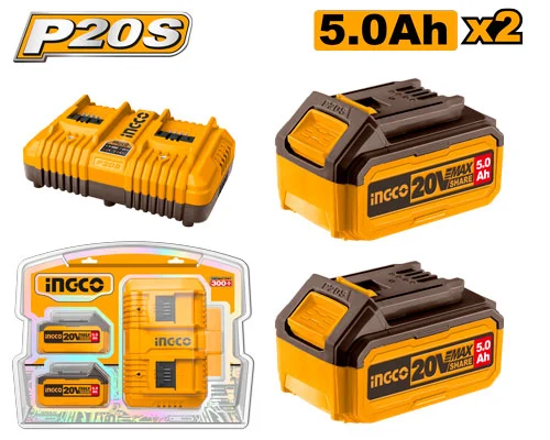 Set Incarcator + Acumulator FBCPK2425 20V/2*5Ah INDUSTRIAL INGCO