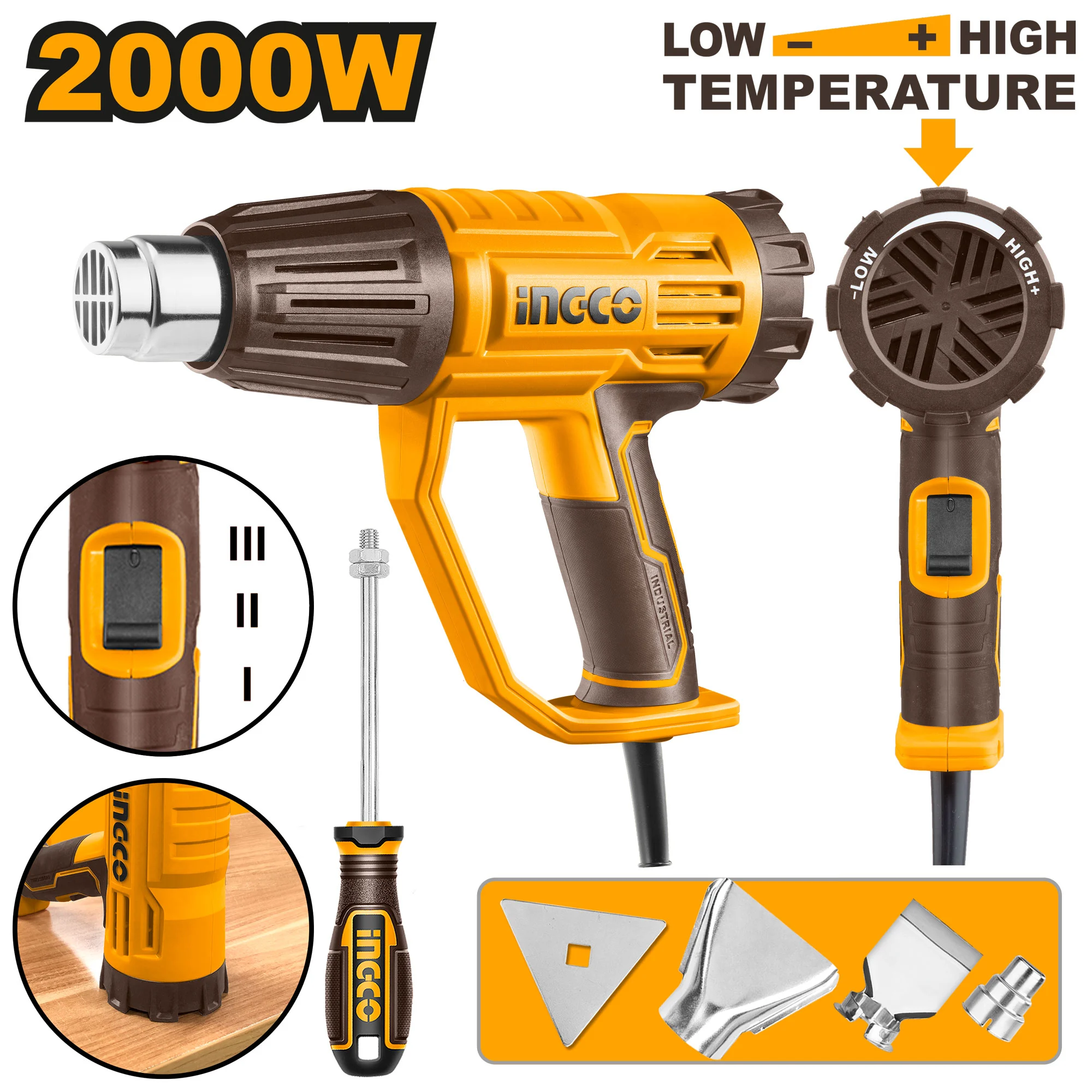 Фен индустриальный 2000Вт HG200047 INGCO Fen industrial 2000W HG200047 INGCO
