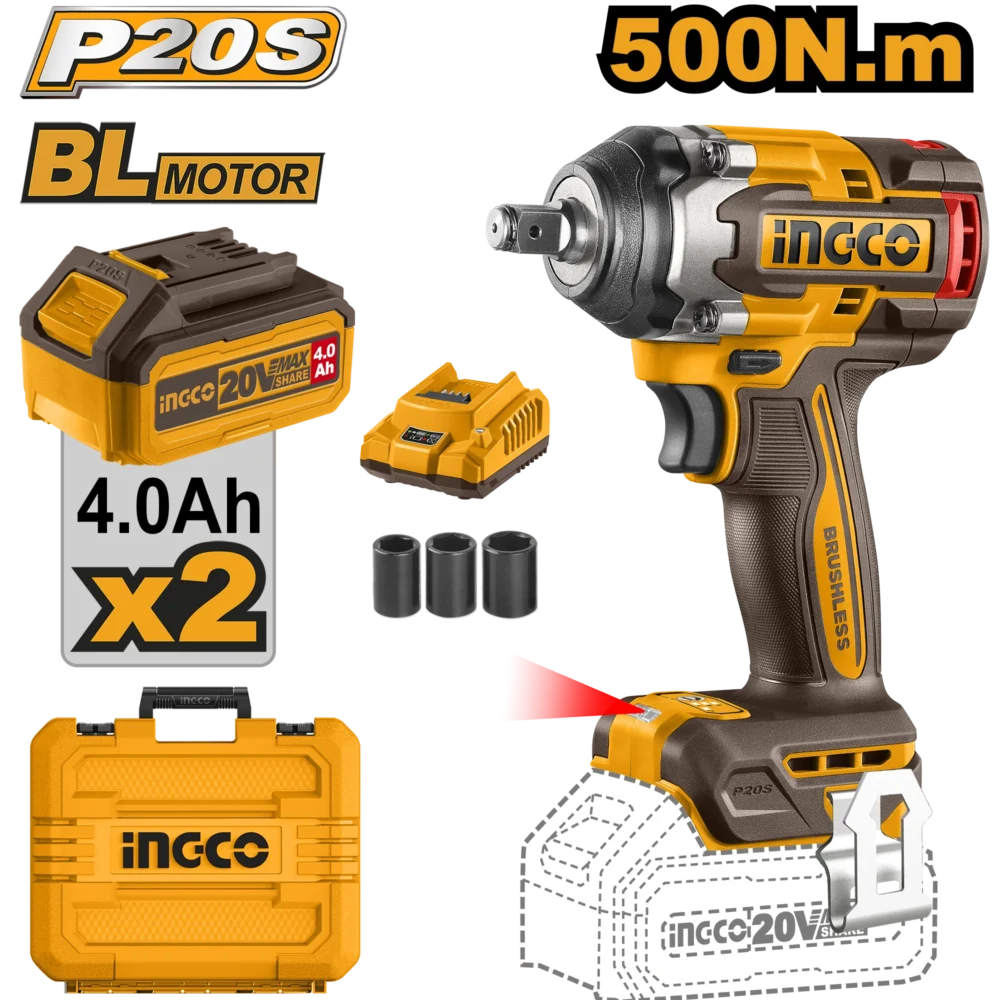 Masina de insurubat cu impact CIWLI2050  BLmotor Li-Ion 20V/2*4Ah INGCO