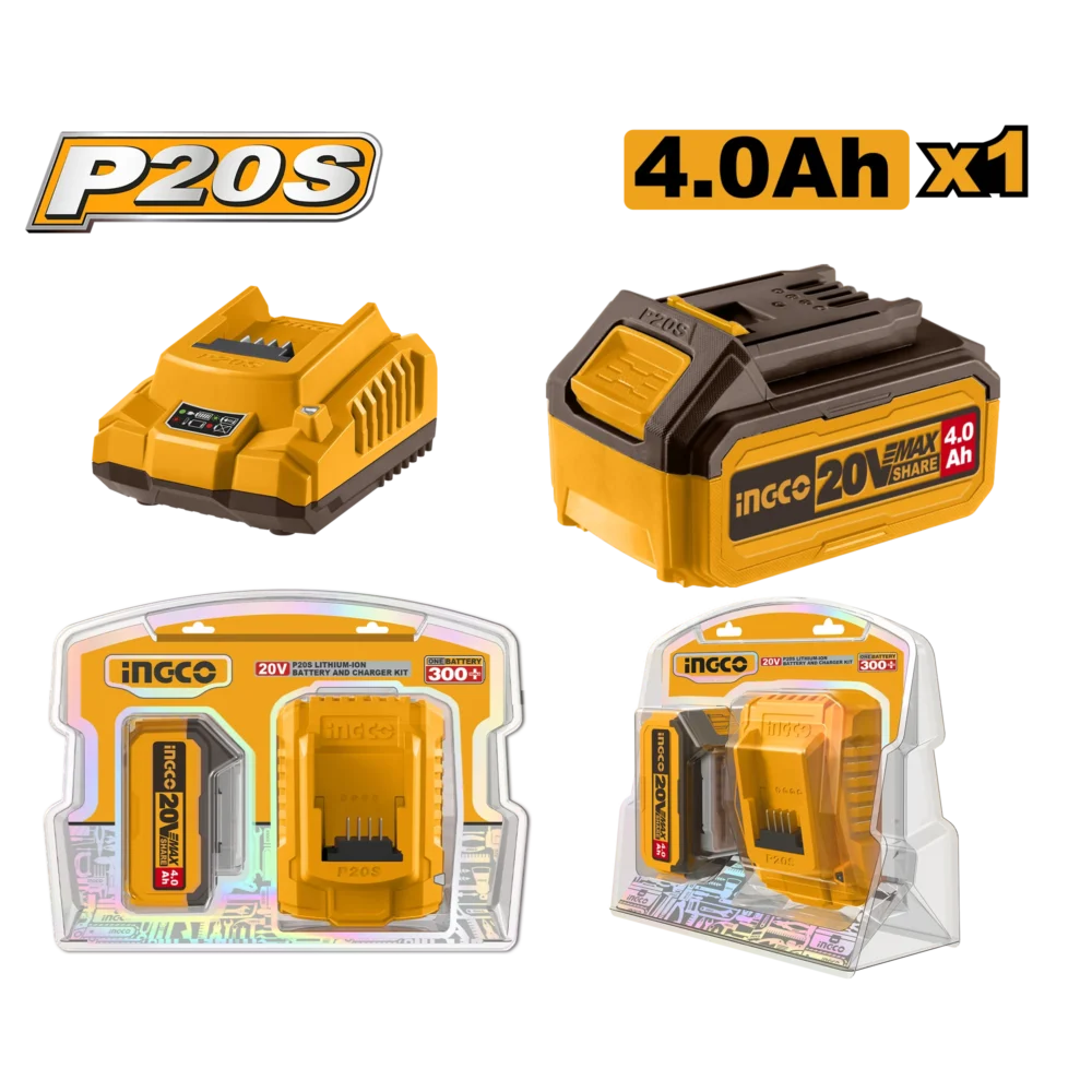 Set Incarcator + Acumulator 20V/1*4Ah INDUSTRIAL  INGCO FBCPK1214