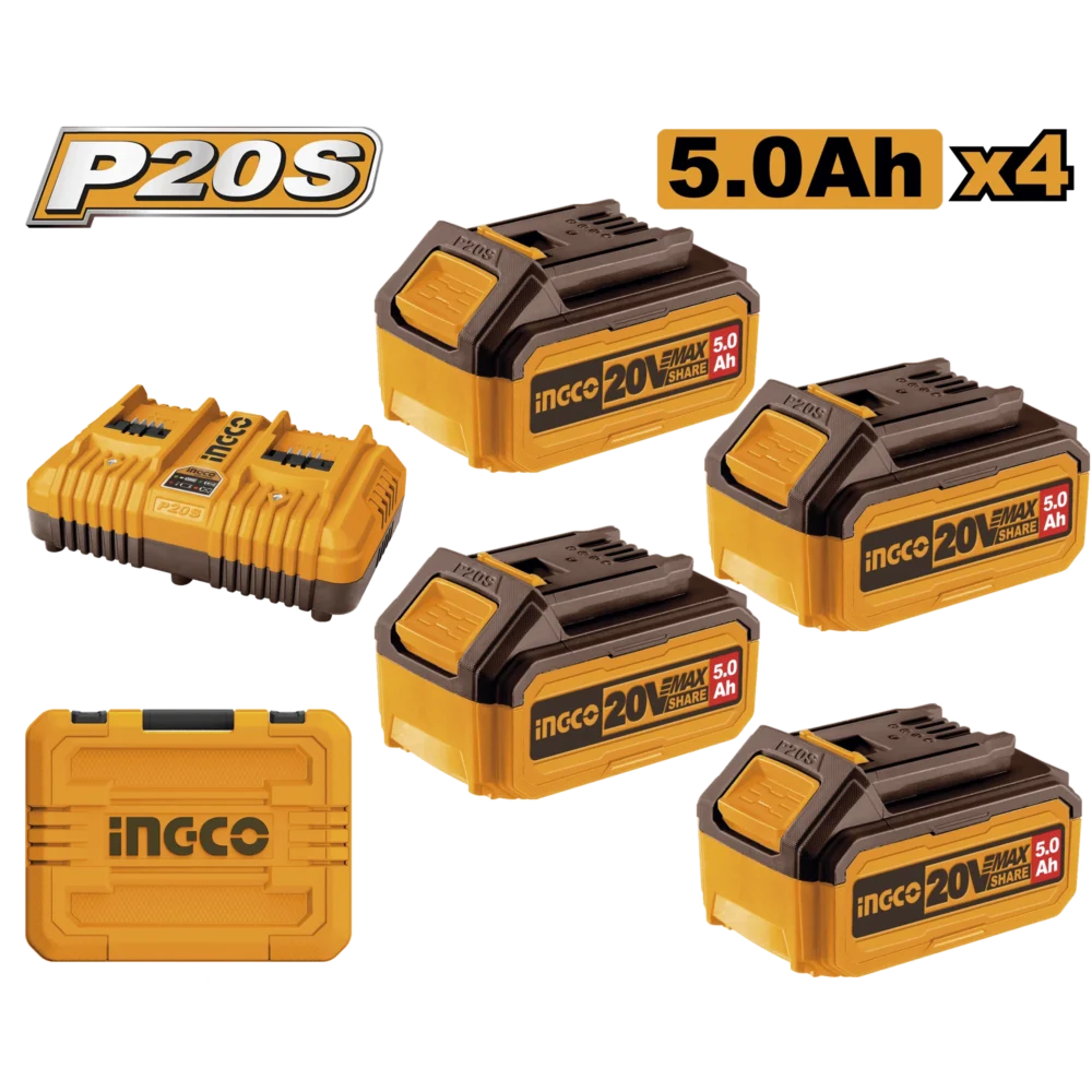 Set Incarcator + Acumulator FBCLI20245 20V/4*5Ah INGCO