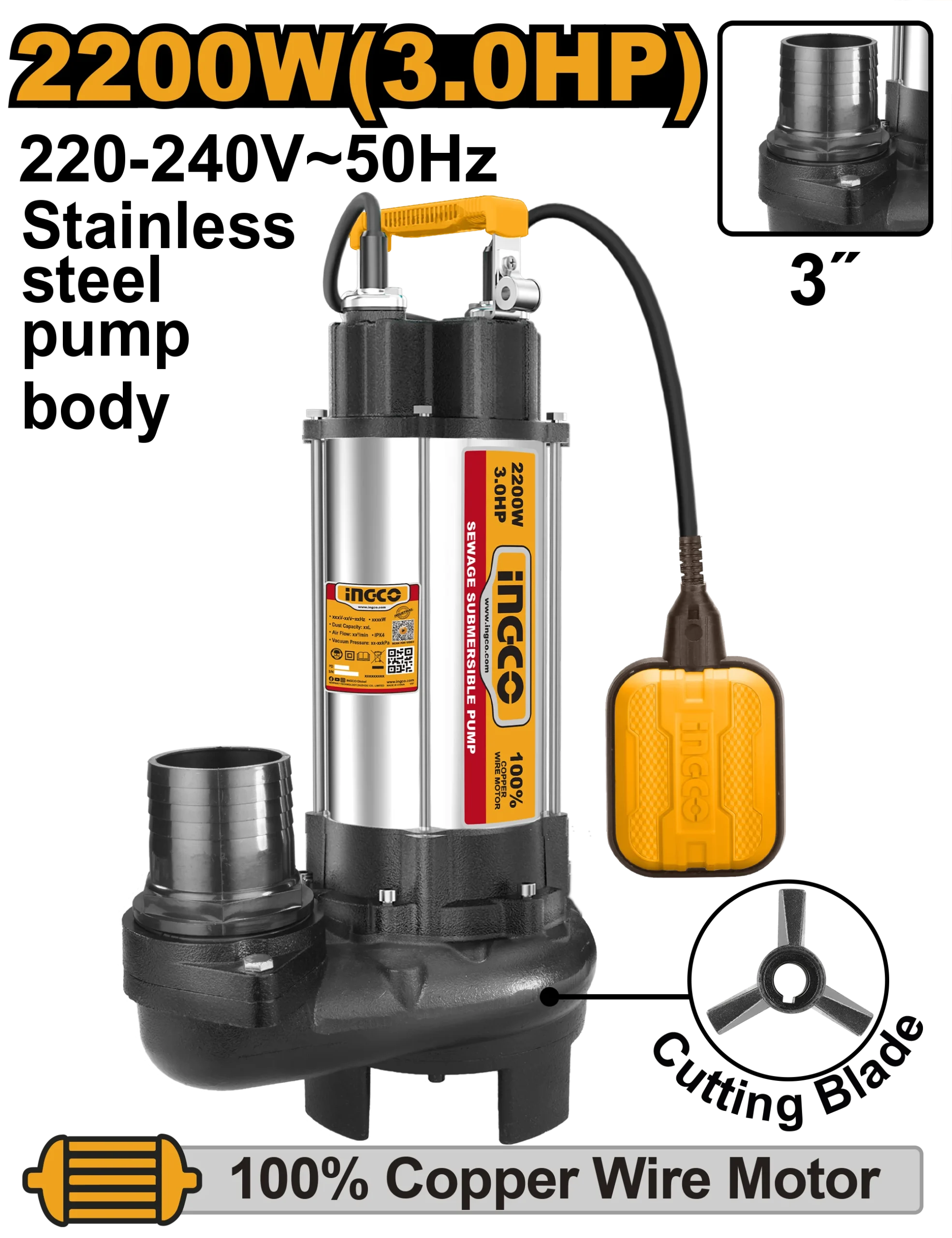 Pompa de drenaj 2200W INGCO SPDB22008 Pompa de drenaj 2200W INGCO SPDB22008