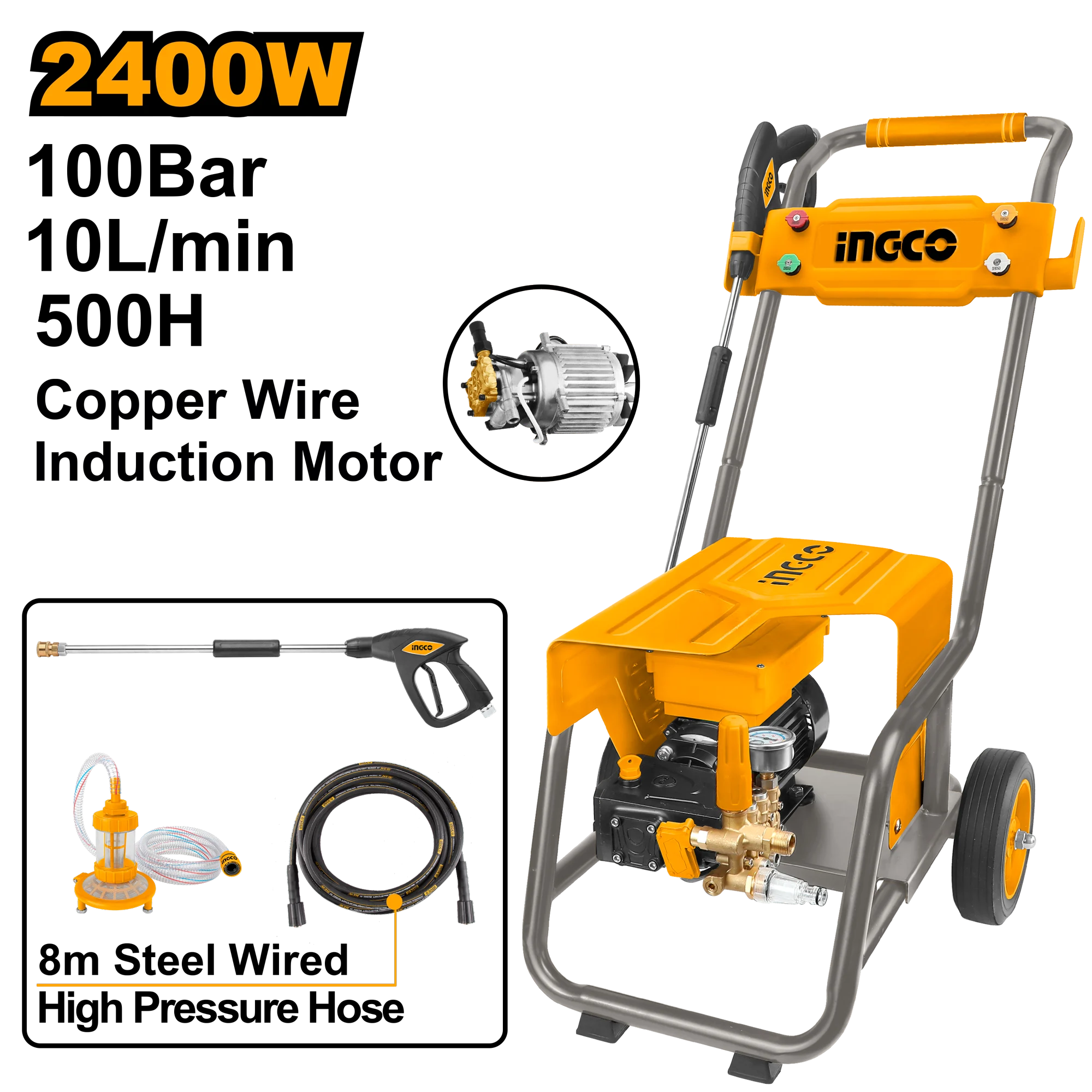 Masina de spalat cu presiune INDUSTRIAL 2400W INGCO HPWR30018 Masina de spalat cu presiune INDUSTRIAL 2400W INGCO HPWR30018