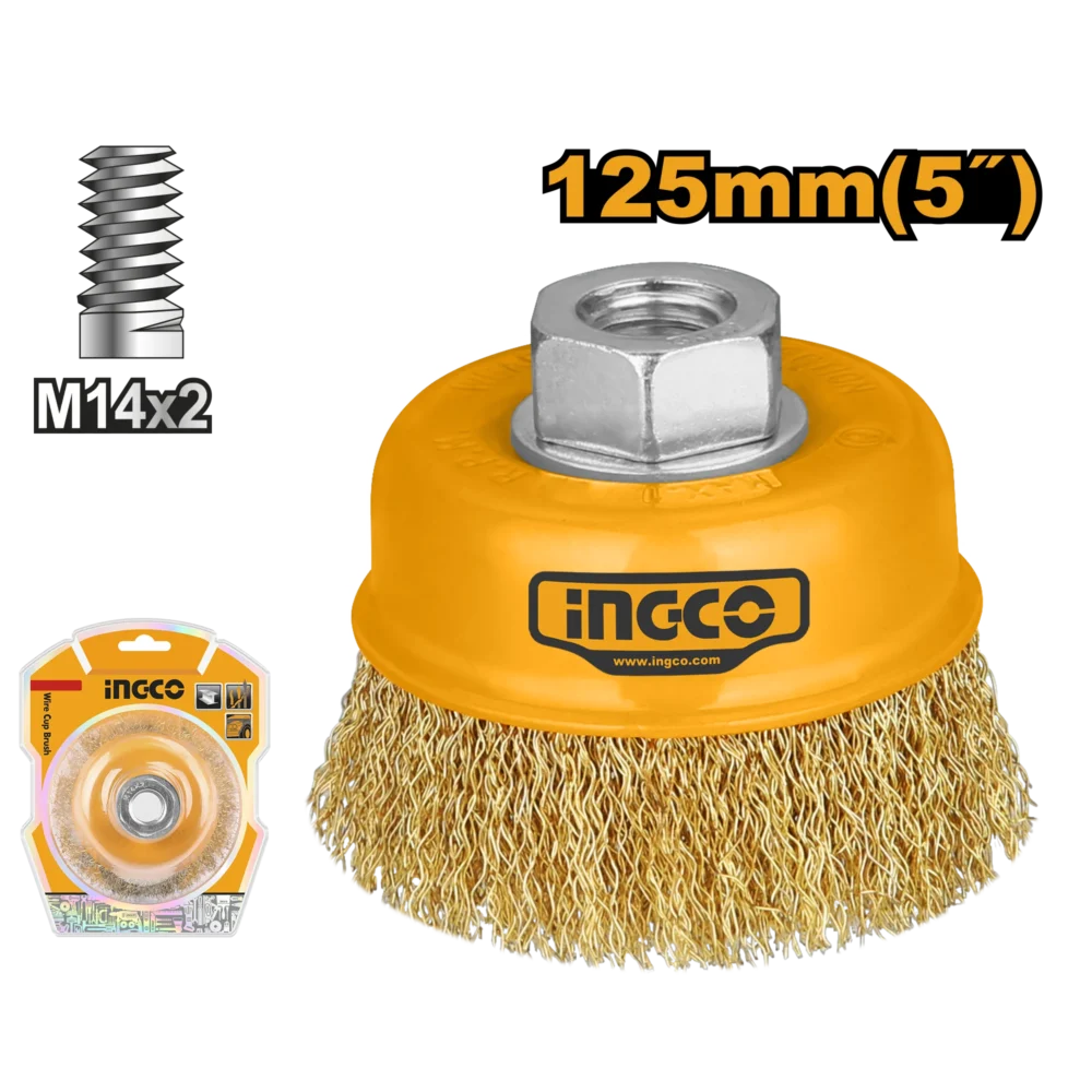 Perie cupa slefuit cu sarma  M14 D 125mm INGCO