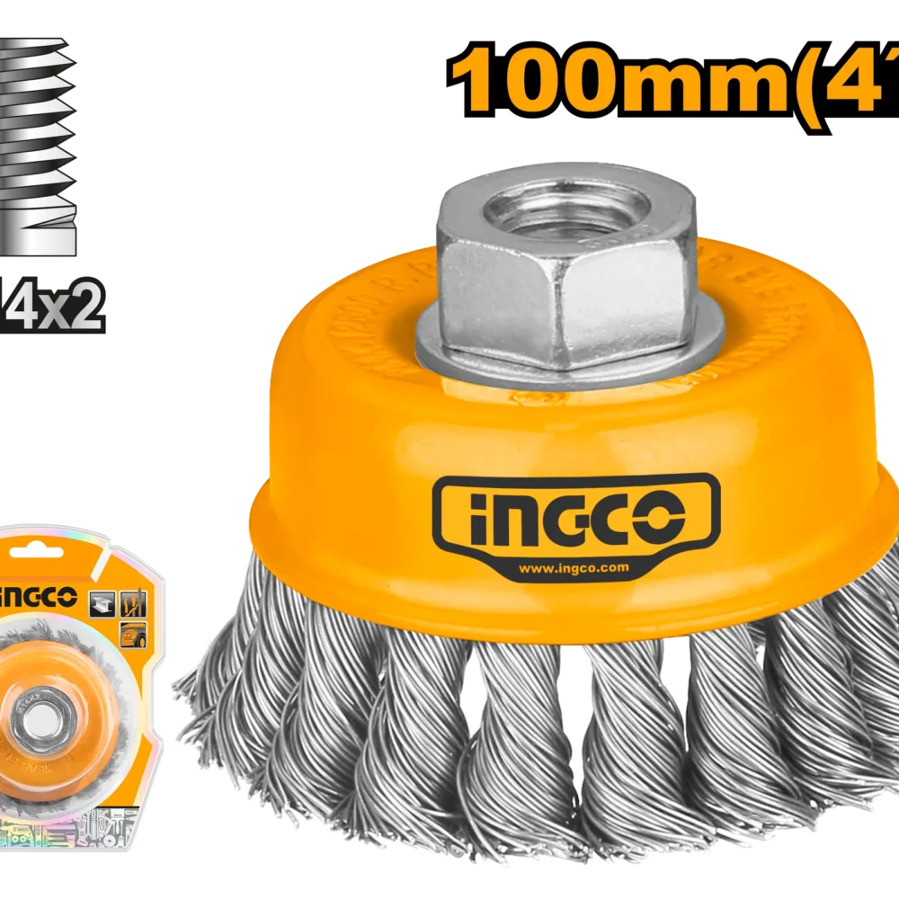 Perie cupa slefuit cu sarma M14 D 100mm INGCO WB21001