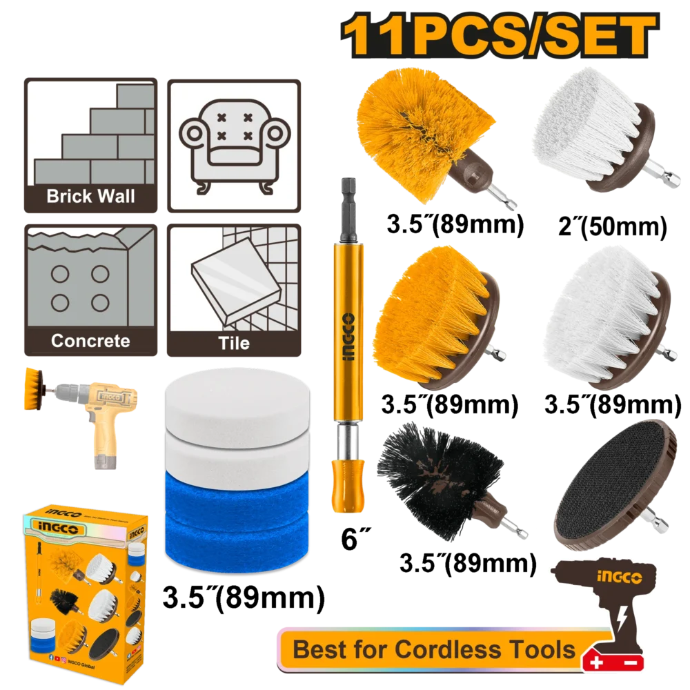 Set de perii pentru curatat 11 buc INGCO WCB1101