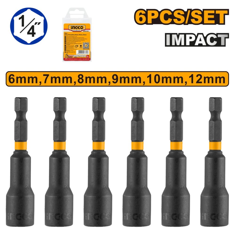 Set de biți hexagonale 6 buc 6-12mm INGCO AMN65061