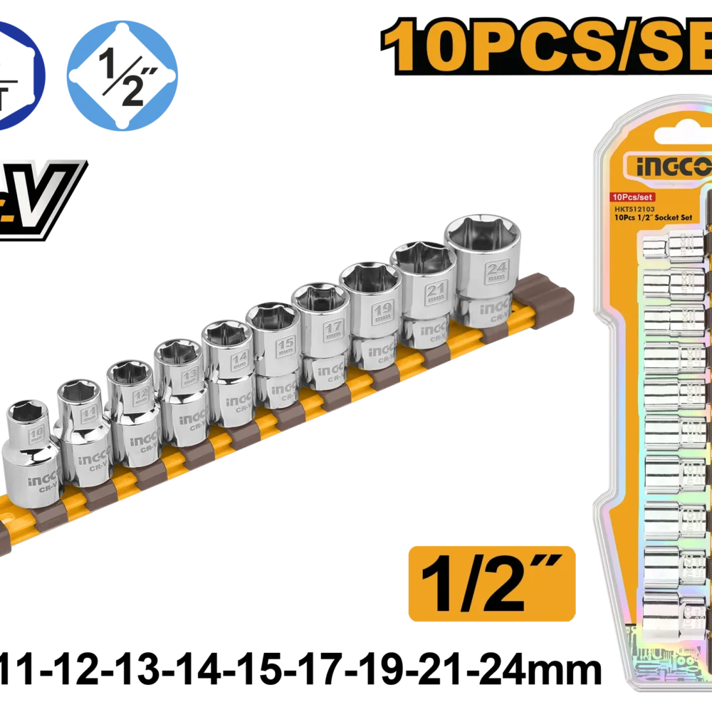 Set de capuri tubulare 10 buc 10-24mm INGCO HKTS12103