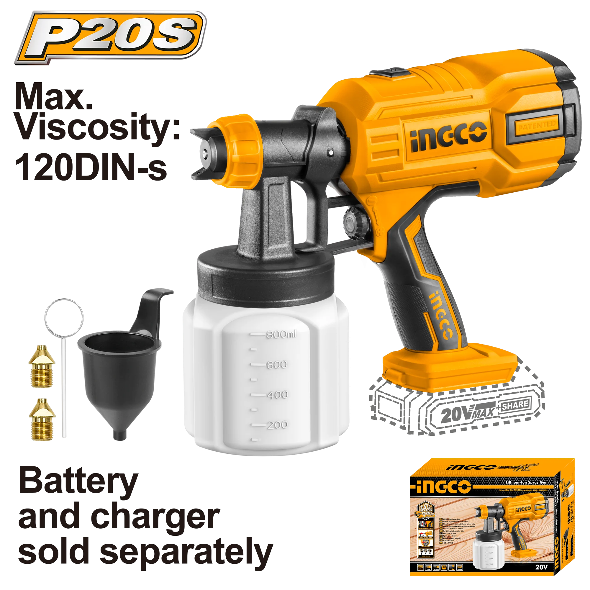 Pulverizator compatibil cu acumulator 20V INGCO CSGLI2003 Pulverizator compatibil cu acumulator 20V INGCO CSGLI2003
