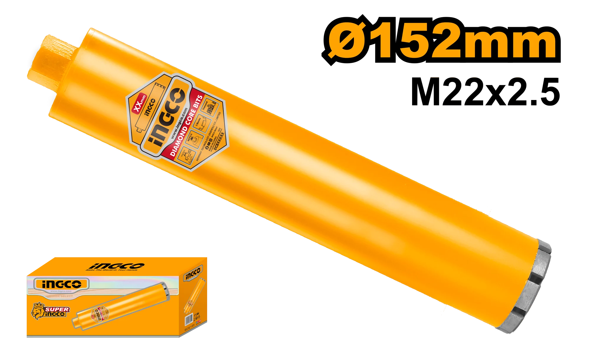 Carota diamantată pentru masină de găurit 152mm INGCO DCB581528 Carota diamantată pentru masină de găurit 152mm INGCO DCB581528