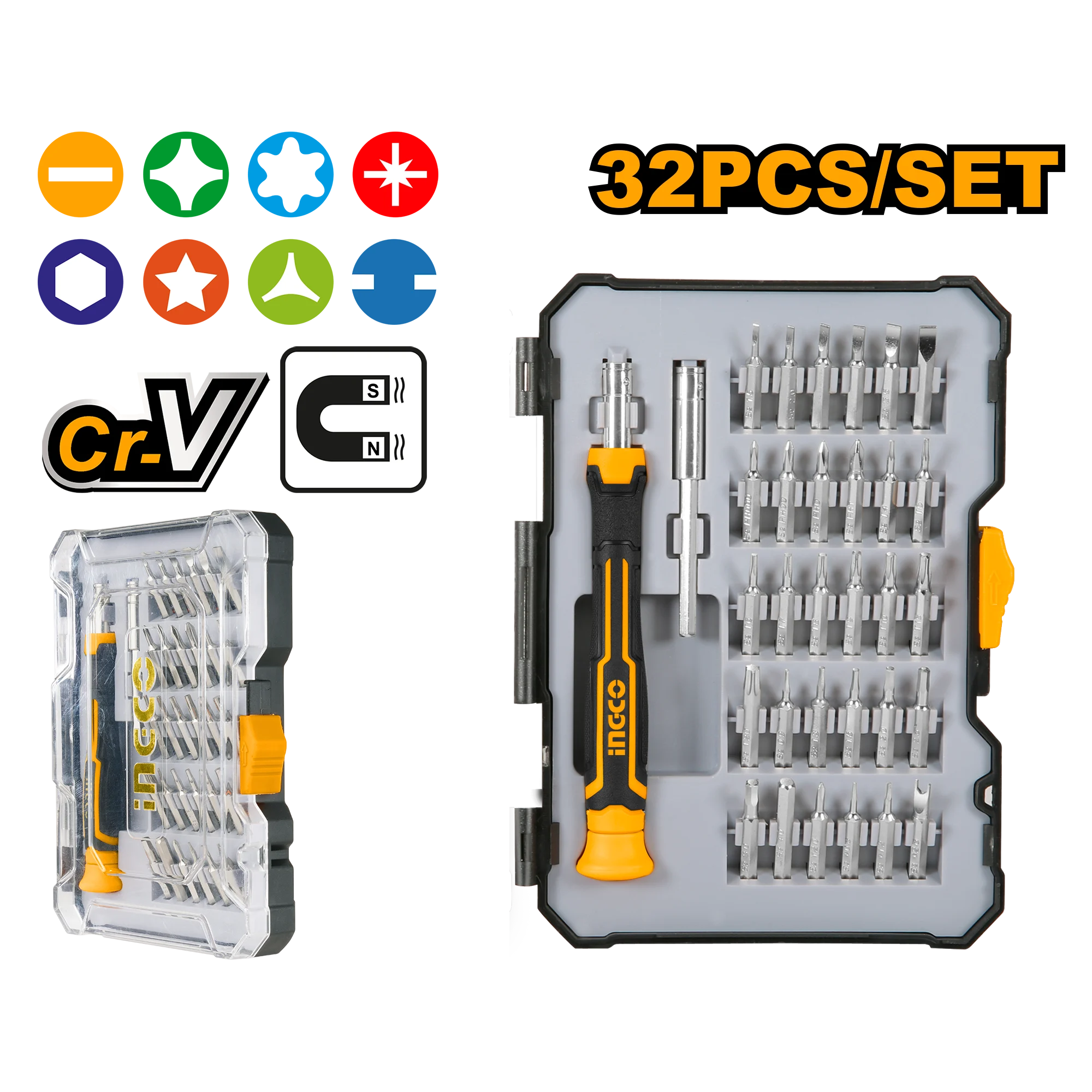 Set Surubelinite cu precizie 32buc. INGCO HKSDB0348 Set Surubelinite cu precizie 32buc. INGCO HKSDB0348