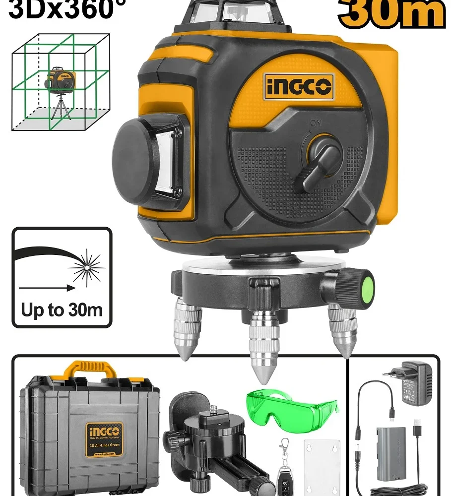 Nivela laser multi-linie 3Dx360 Verde INGCO HLL255267