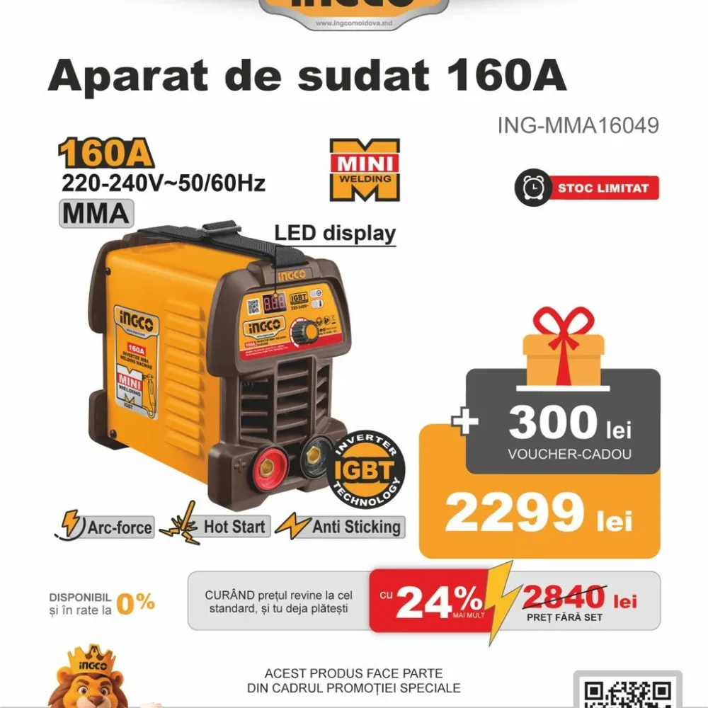 Aparat de sudat 160A INGCO ING-MMA16049