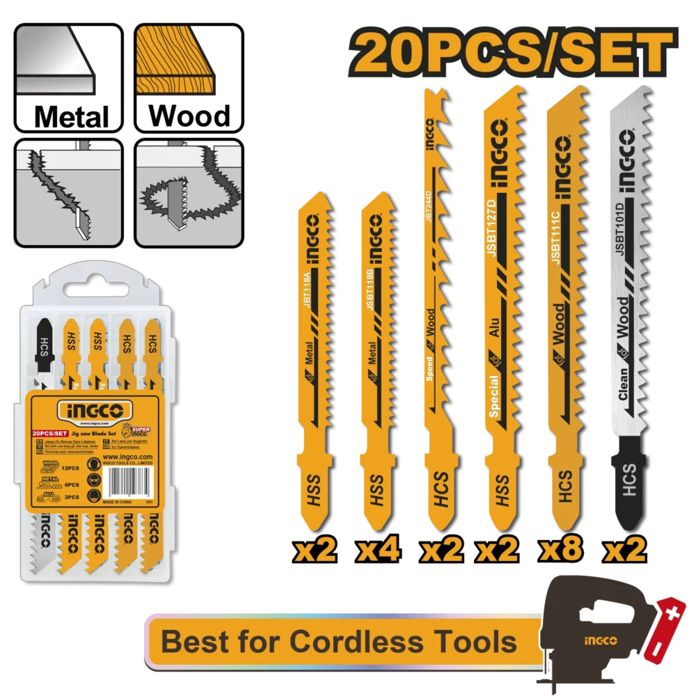 Set 20 lame pentru ferestrau pendular  INGCO JSBT2001