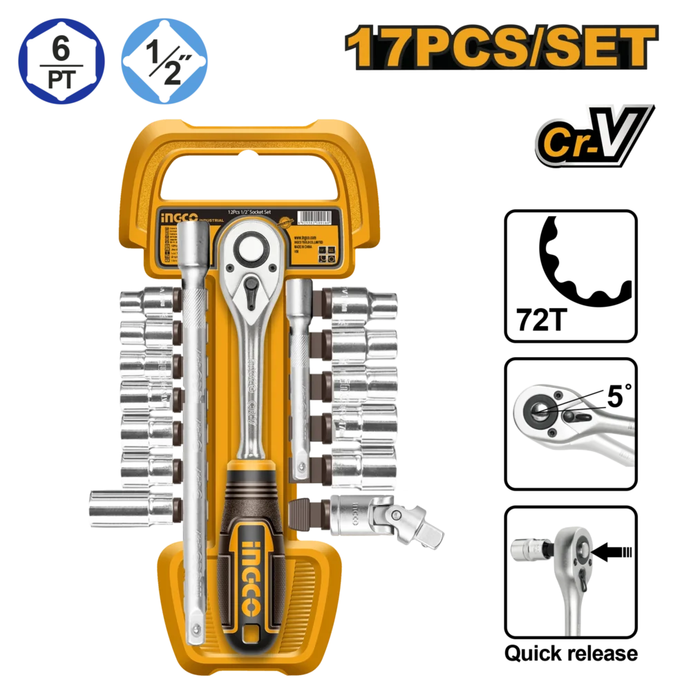 Set cap cheie tubulara 1/2 12 buc  INGCO HKTS12171