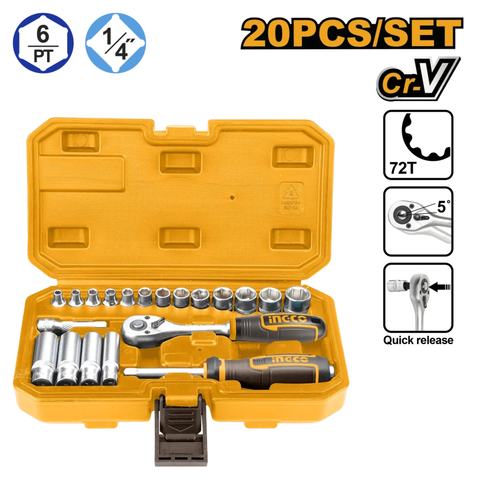 Set cap cheie tubulara 1/4''  20buc INGCO HKTS14201