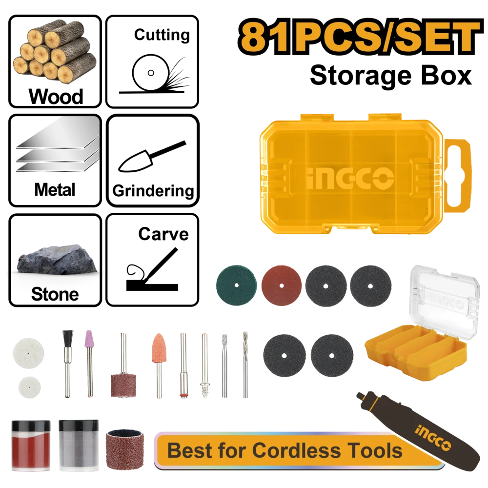 Set accesorii pentru masina de gravurat 81buc INGCO AKMG8081