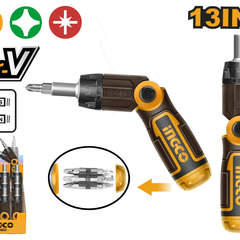 Set de șurubelnițe cu clichet 13in1 INGCO AKISD1208
