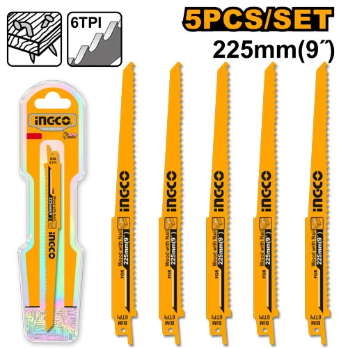 Set lame p/u  ferestrau alternativ 5buc 225mm INGCO RSB1111DF