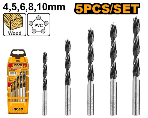 Set de burghii pentru lemn 4-10mm 5buc INGCO AKD5058