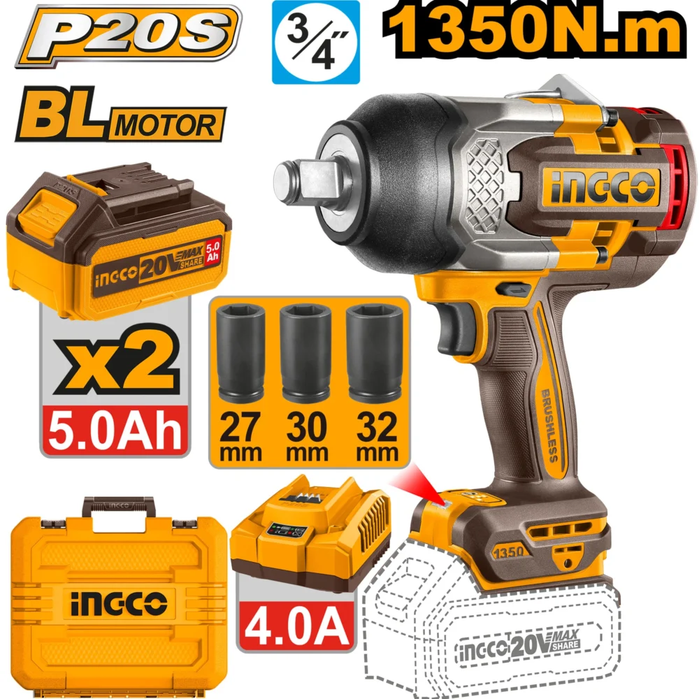 Masina de insurubat  cu acumulator 2*5.0Ah 1350Nm INGCO CIWLI20135