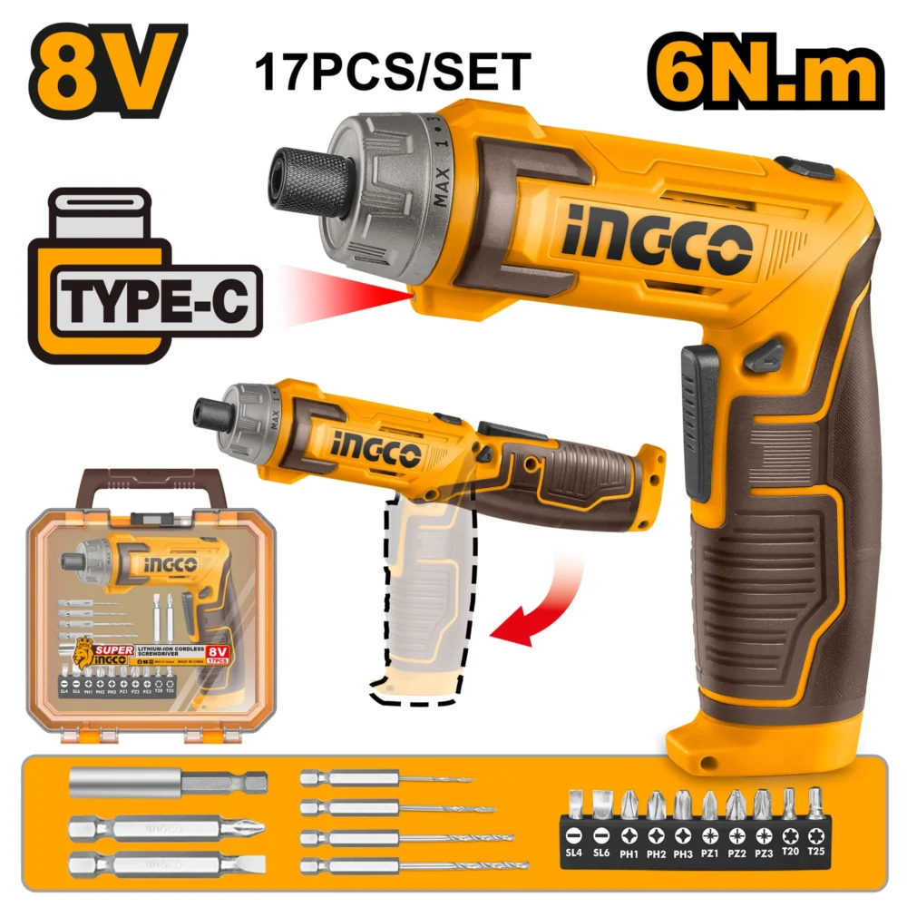 Masina de insurubat cu acumulator 8V 6N.m INGCO CSDLI08025