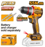 Mașina de înșurubat și găurit  pe acumulator (fara acum.) 55Nm INDUSTRIAL INGCO CDLI205581