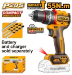 Mașina de înșurubat și găurit  cu impact pe acumulator 55Nm (fara acum.) INGCO CIDLI205581