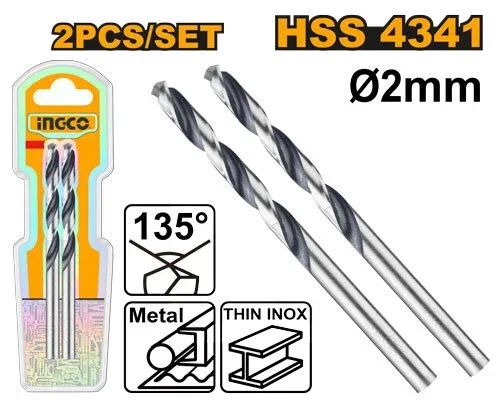 DBT1200024.jpg Set de burghie pentru metal HSS 2x2mm INGCO DBT1200024 - imagine 1