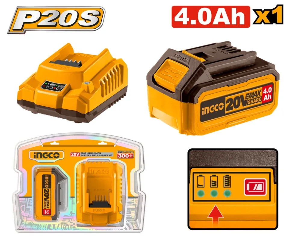 FBCPK1214.jpg Set Incarcator + Acumulator 20V/1*4Ah INDUSTRIAL INGCO FBCPK1214 - imagine 1