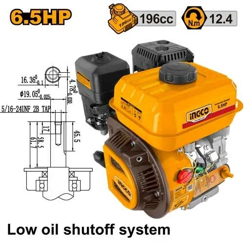 Motor pe Benzin pentru motocultoare 6,5HP INGCO GEN1682