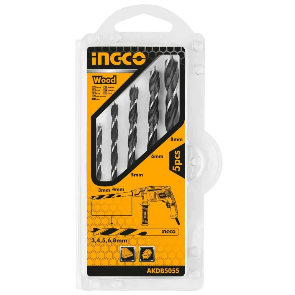 Set de burghiu pentru lemn 3-8mm 5buc. INGCO AKDB5055