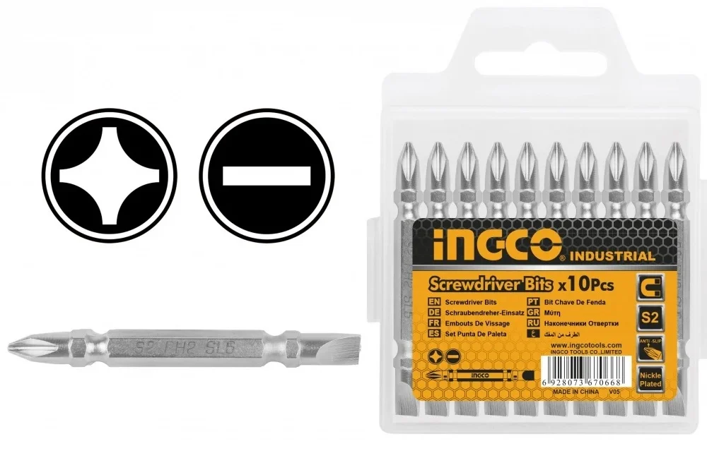 Set de biti PH2 + SL6 10 buc 65mm INGCO SDB21HL133