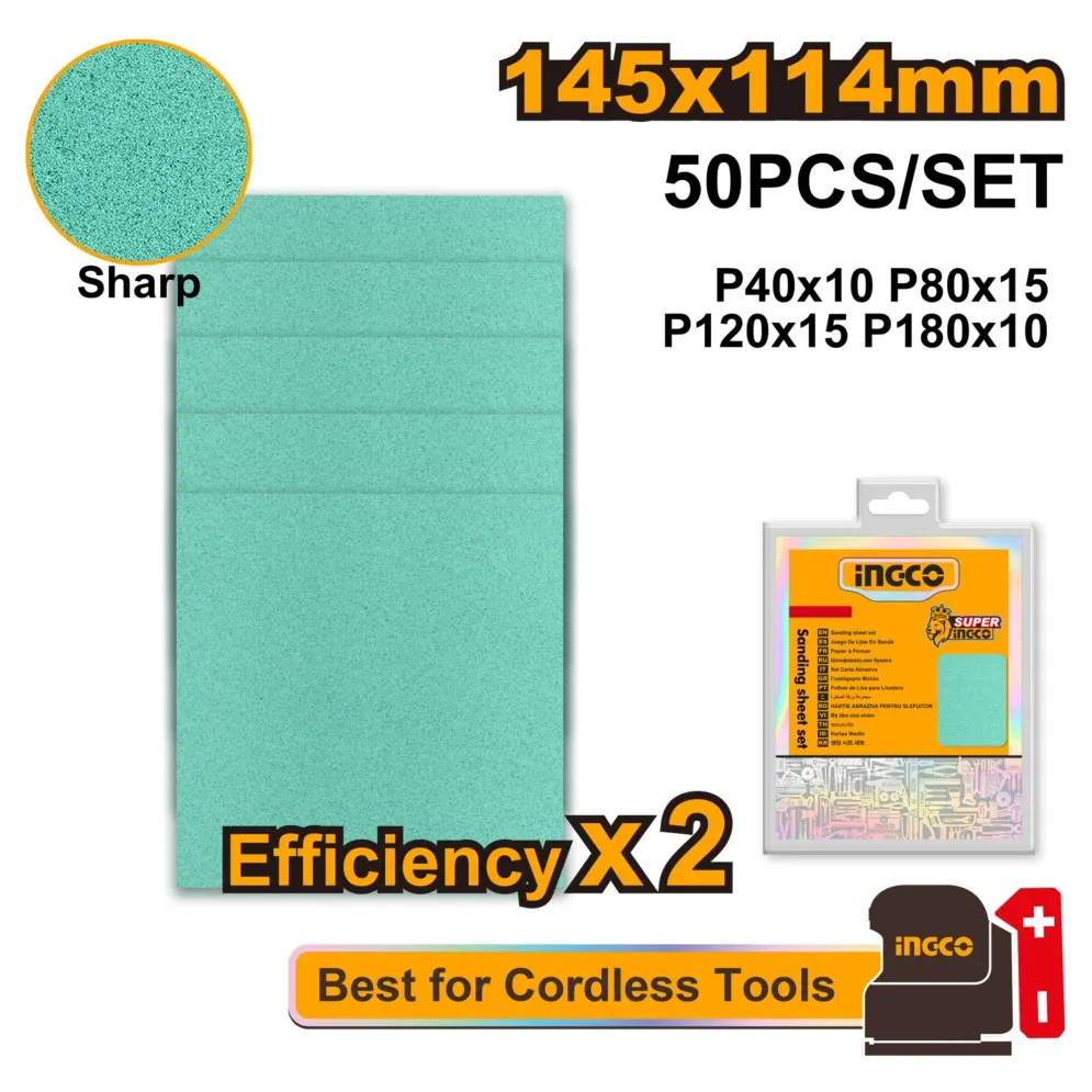 Set hârtie abrazivă 145x114mm 50buc. INGCO AKFS145115