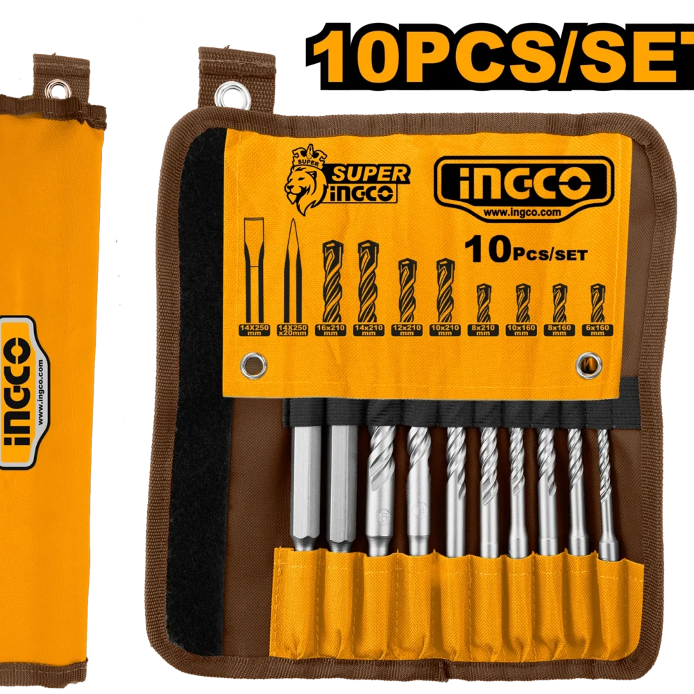 Set de găurit și daltă SDS-plus 10buc. INGCO AKD2101