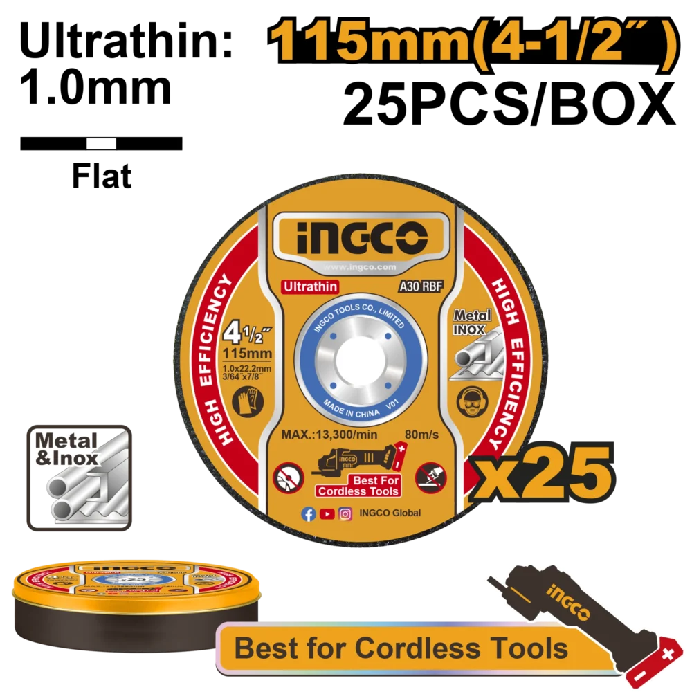 Set 25buc discuri p/u metal 115mm INGCO MCD11011525