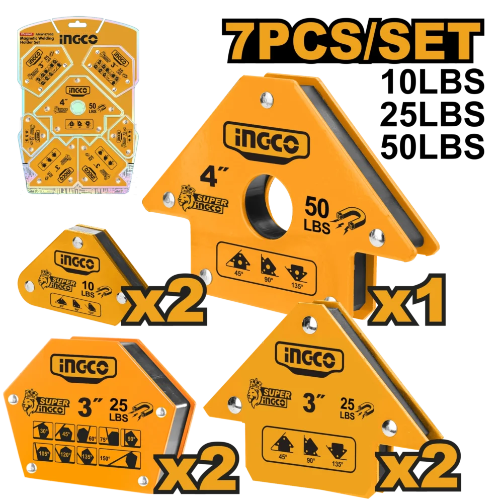 Set dispozitiv magnetic reglabil pentru sudura 7buc. INGCO AMWH7002