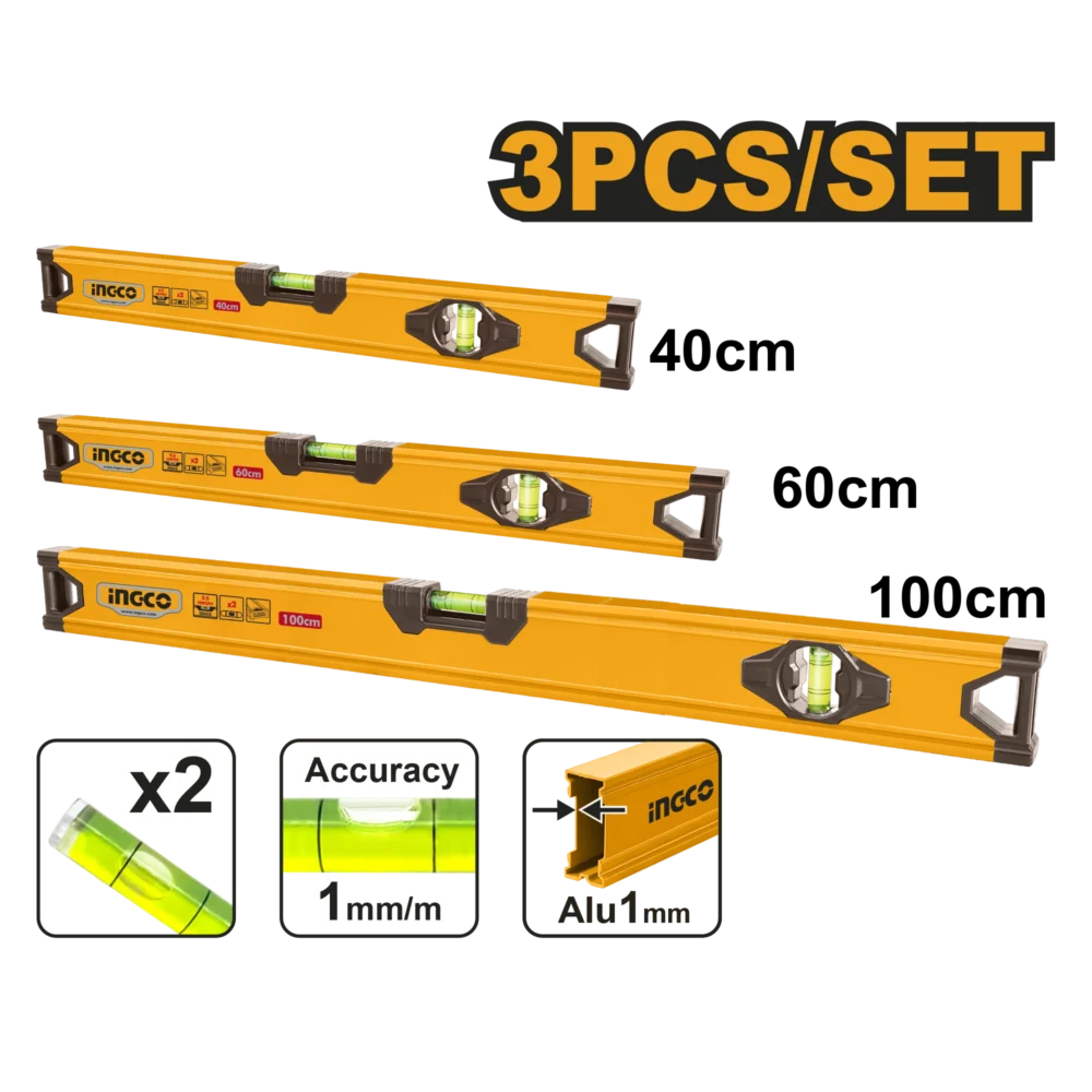 Set 3 nivele 40/60/100cm INGCO HSL10403
