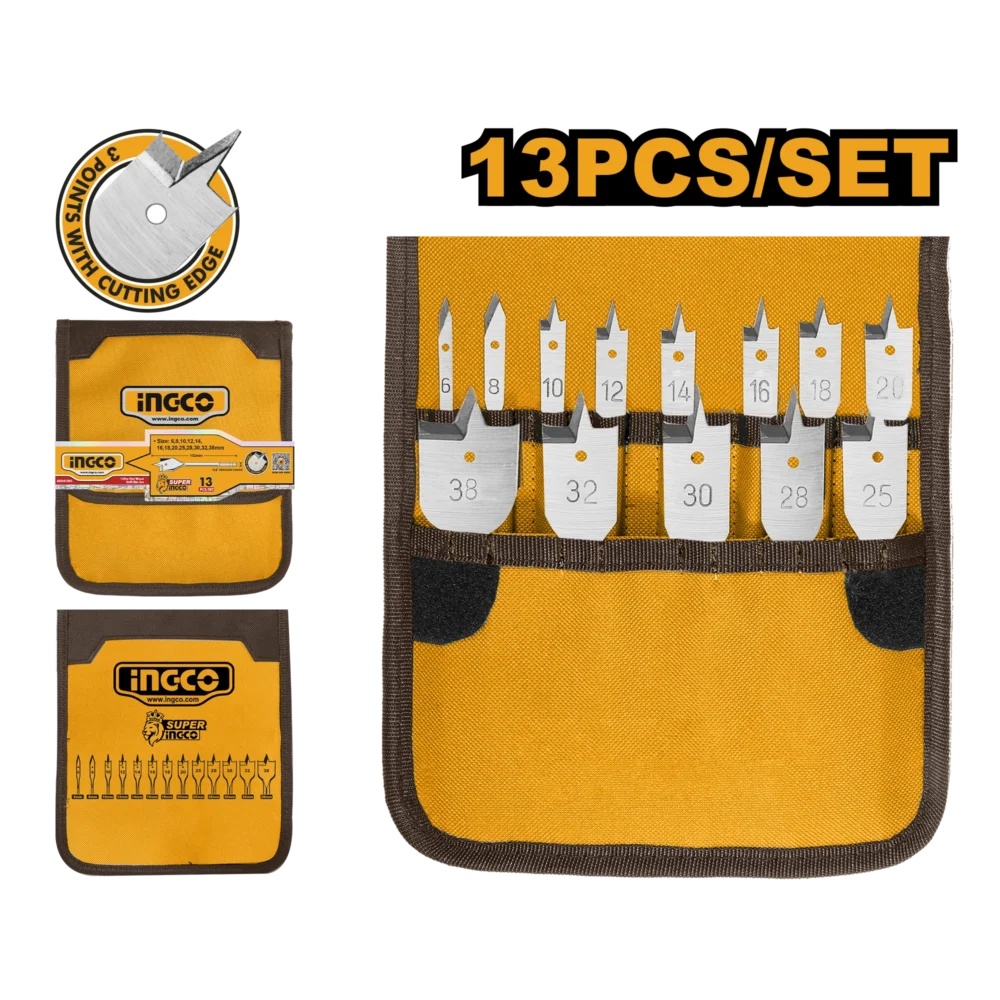Set de burghiu pentru lemn 6-38mm 13buc INGCO AKD41301