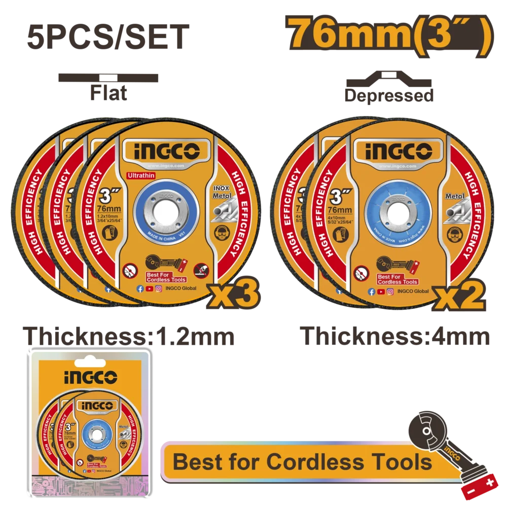 Set discuri p/u metal, slefuit  5buc 76mm INGCO MCD303768