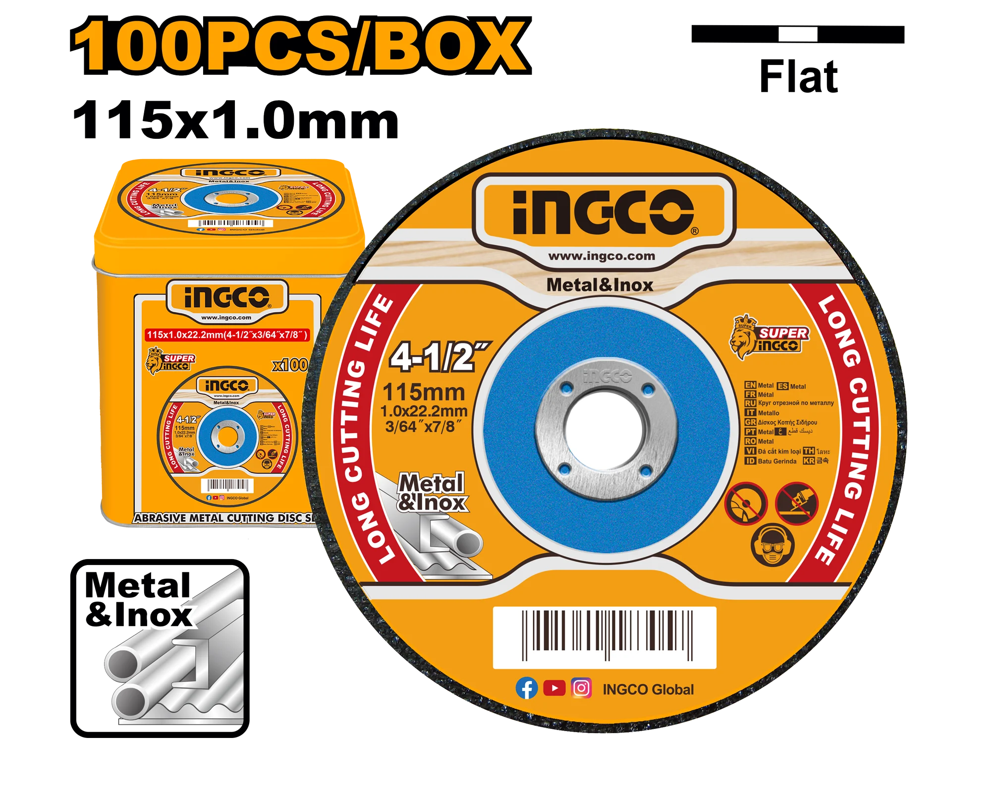 Set discuri p/u metal 115mm 100buc. INGCO MCD10115100 Set discuri p/u metal 115mm 100buc. INGCO MCD10115100