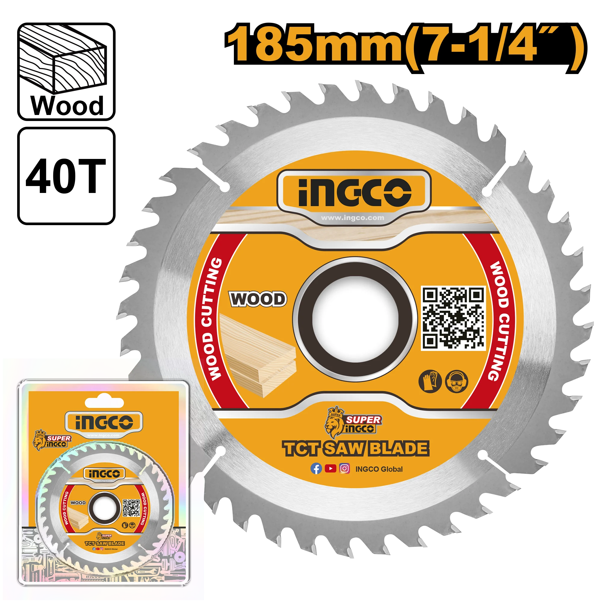 Disc pentru lemn 185x20mm 40T INGCO TSB118515 Disc pentru lemn 185x20mm 40T INGCO TSB118515