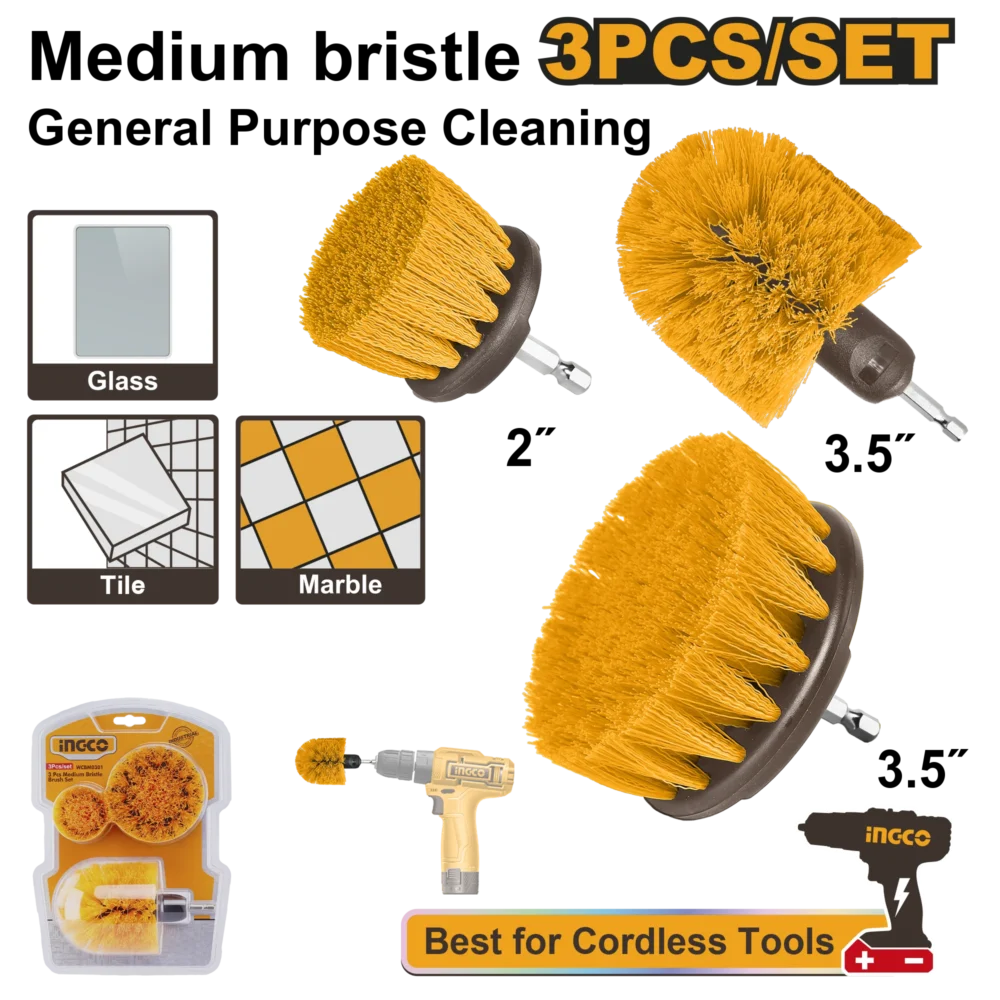 Set de perii pentru curatat 3 buc INGCO WCBM0301